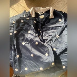 Kate Spade Navy and Pink Polka Dot Satin Pajama Set